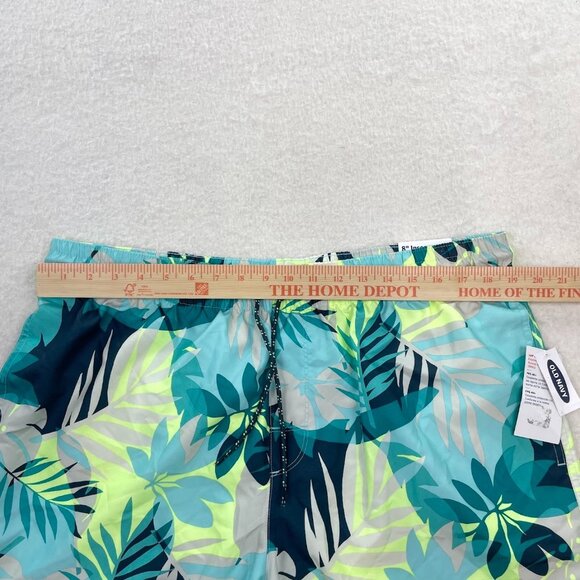 NWT Old Navy Blue Green Leaf Print 8" Inseam Swim Trunks Men's XL - Picture 5 of 5